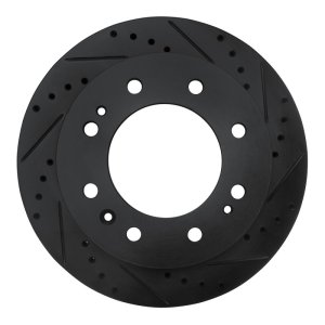 Chevrolet Silverado 3500 HD Brake Rotor (1) - Front Right - R1 Concepts - Drilled & Slotted - Black - `11-`25